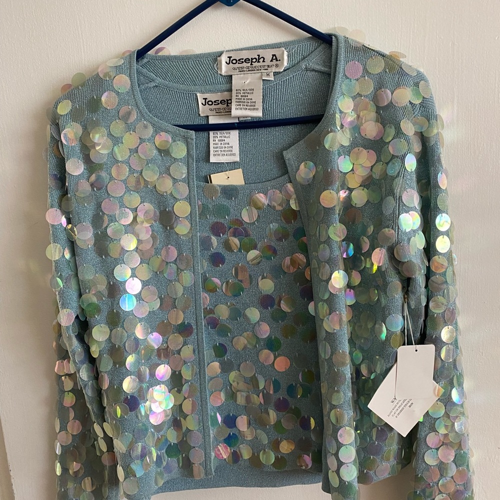 2 piece tank sweater set. 80% silk   Turquoise.